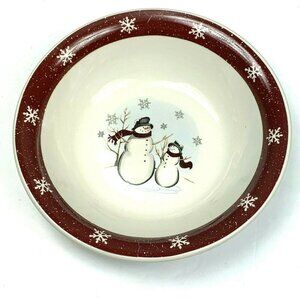 Royal Seasons Snowman Serving Bowl 10 in Red Winter Christmas Dinner Serveware